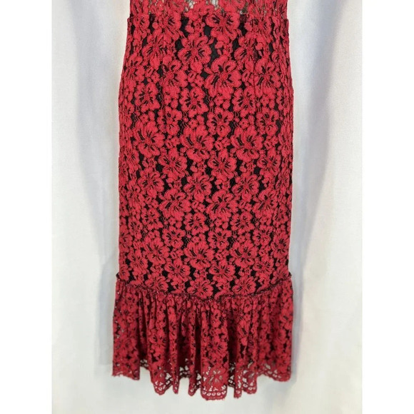 Alexia Admor Red Lace Flounce Midi Dress $265 - Picture 5 of 8